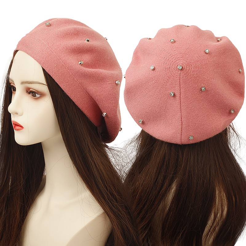 Beret French Wool - Bérets à strass colorés pour femmes,