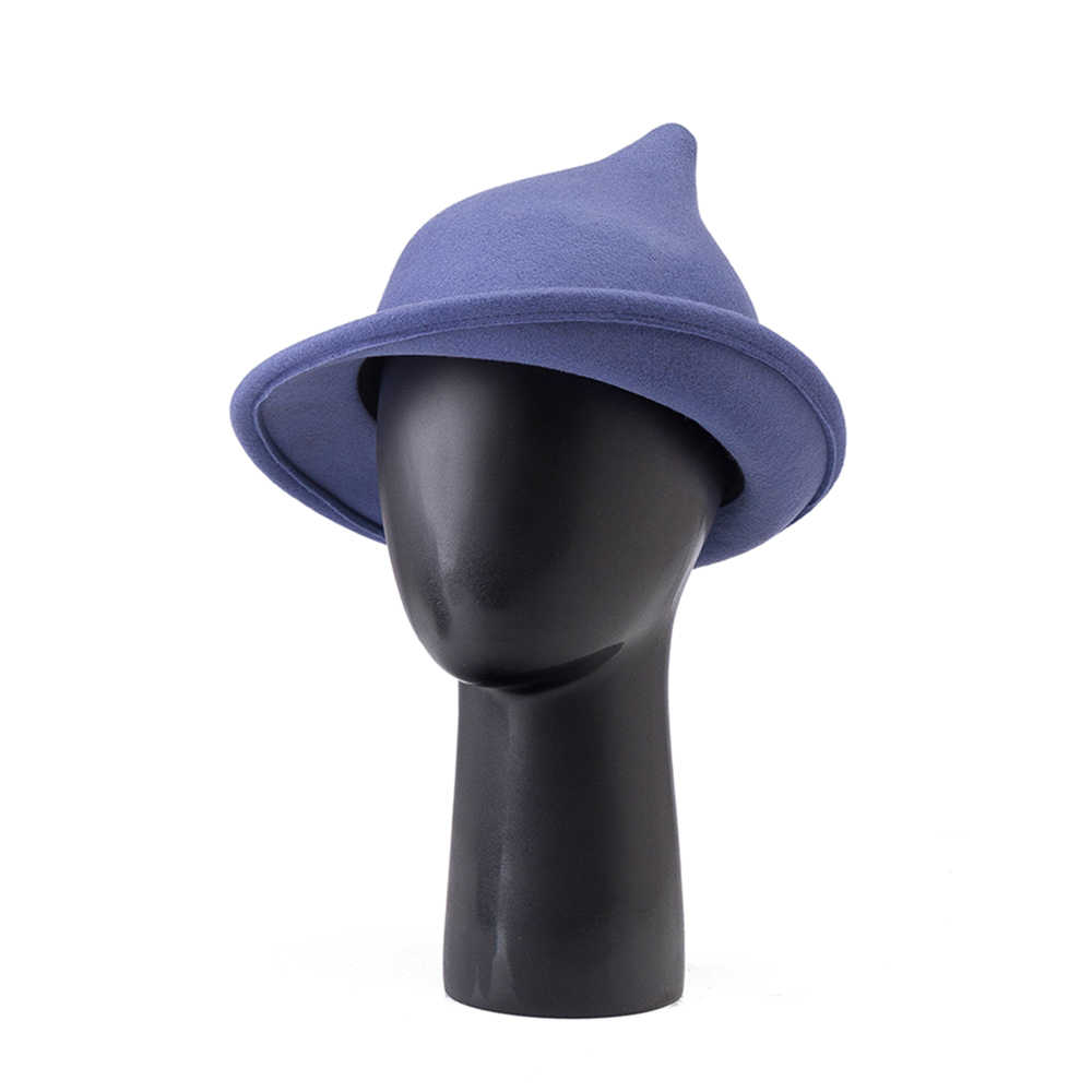 Fedora Hat Wool - Chapeau de sorcière pointu 100% laine