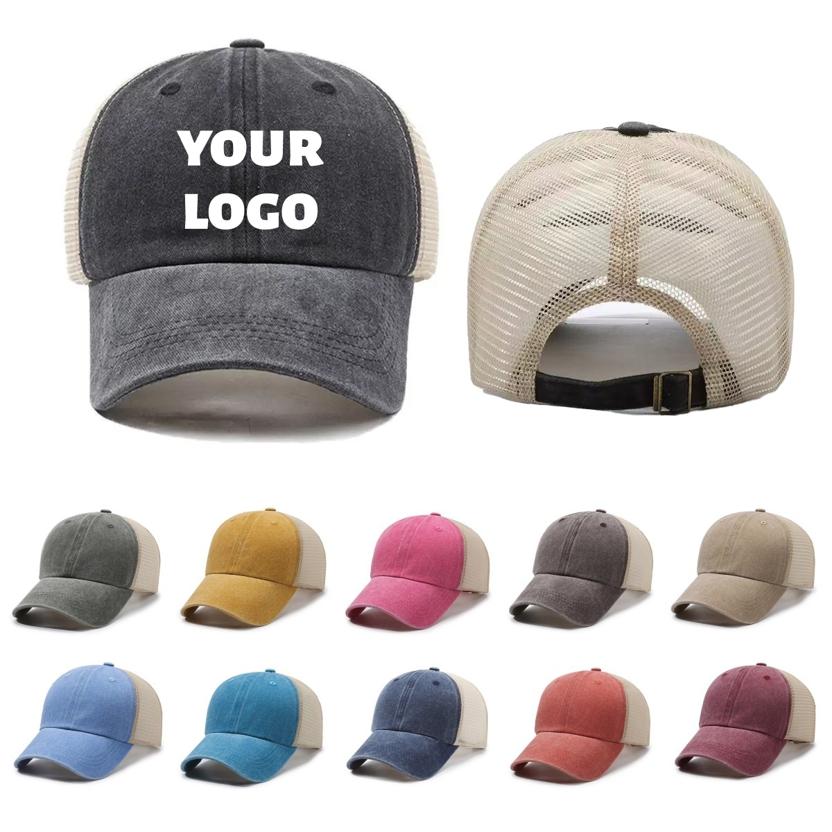Visor Sun Hat - Casquette de baseball en maille délavée