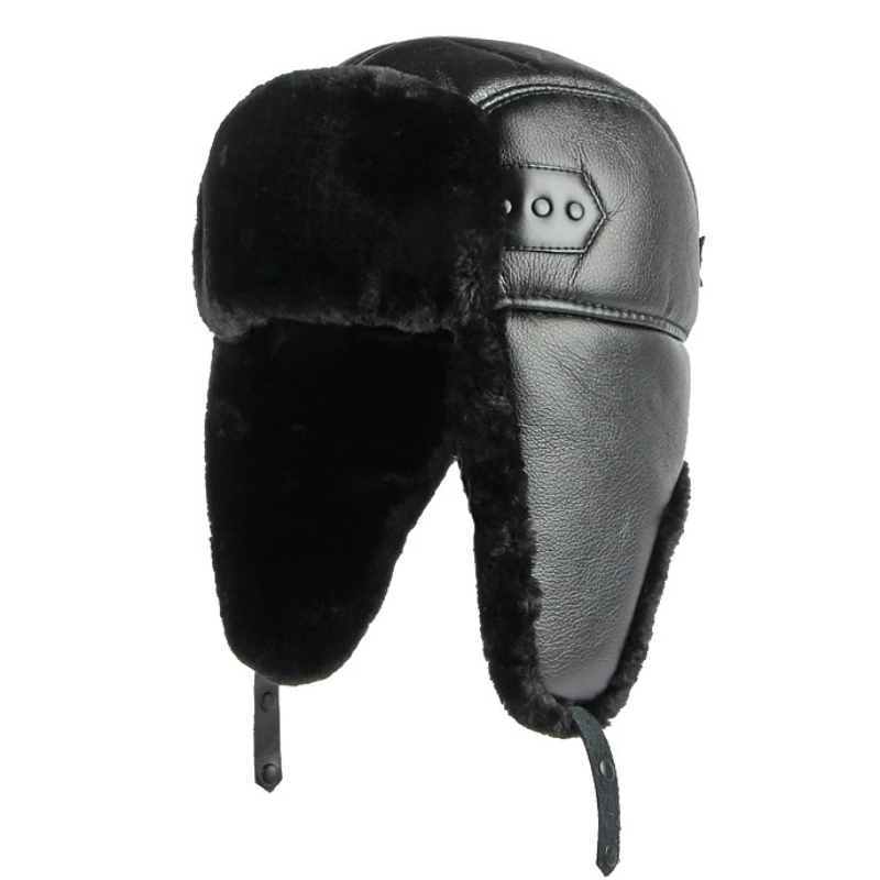 Winter Trapper Hat - Chapeau d'hiver en cuir PU pour