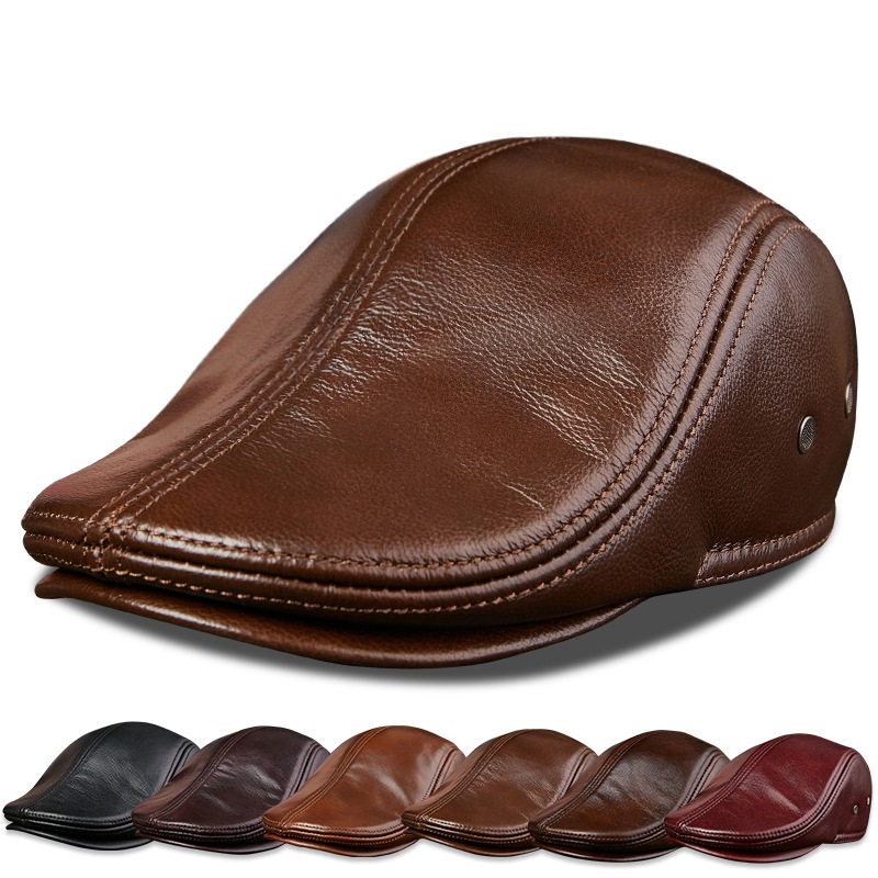 Baseball Cap Structured - Bérets en cuir de vachette véritable