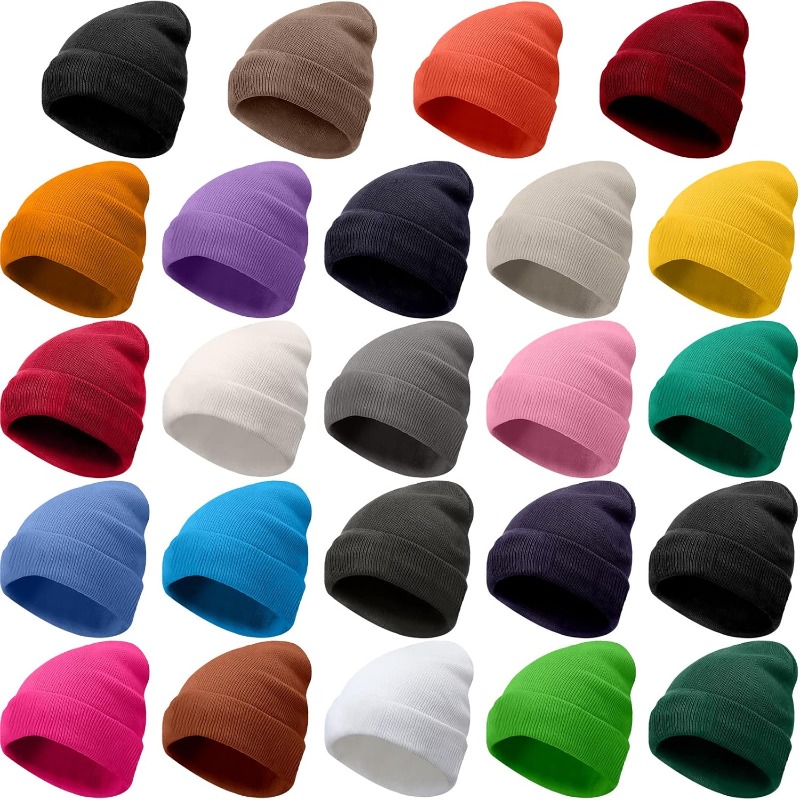 Beanie Cuffed Knit - 1pc hiver chaud épais bonnet chapeau