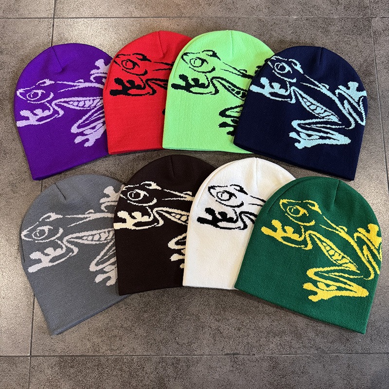 Beanie Cuffed Knit - Bonnet imprimé grenouille d'arbre pour hommes