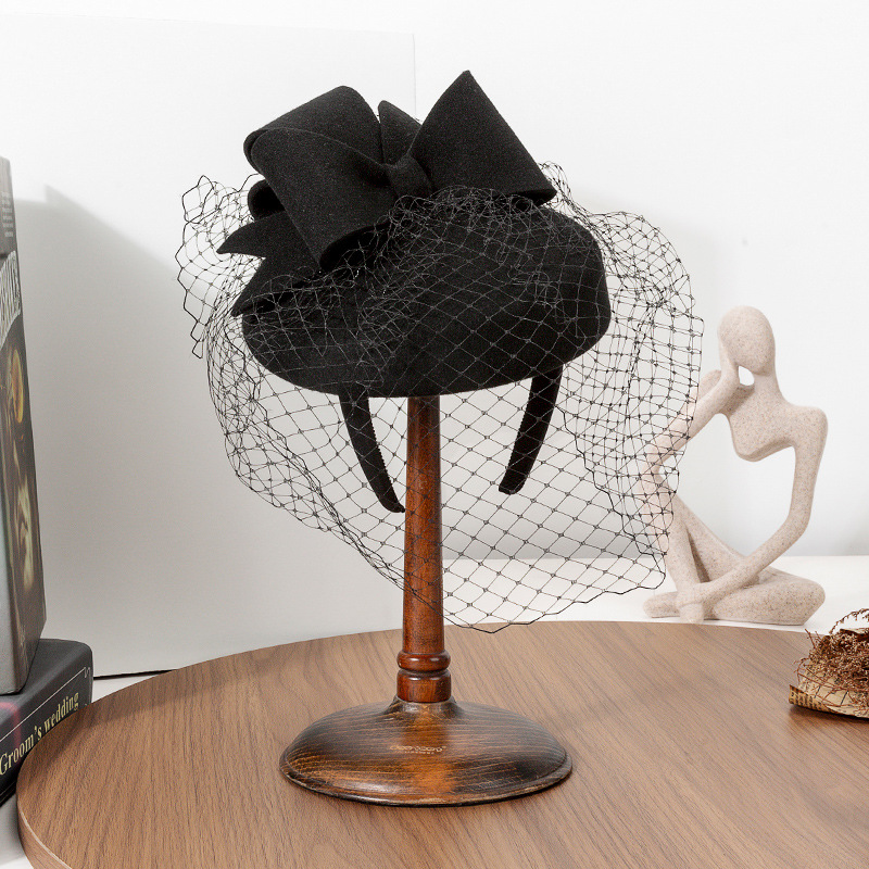 Beret French Wool - Béret noir français fascinateur hiver haut