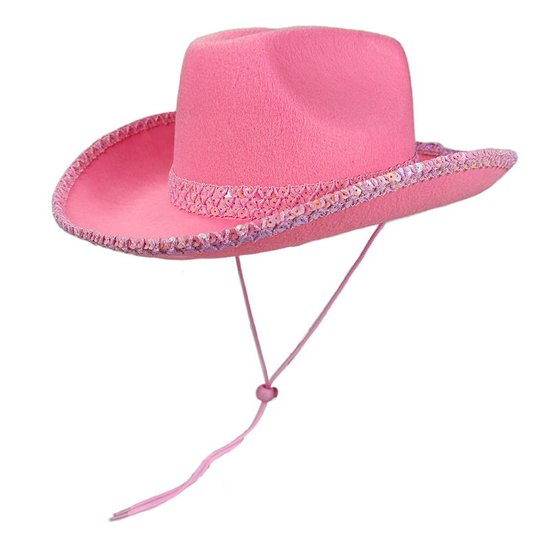 Sun Hat Wide Brim - Chapeau de Cowgirl à paillettes pour