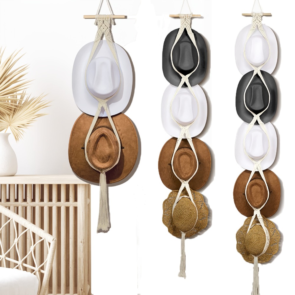 Sun Hat Wide Brim - Support mural en macramé bohème tissé