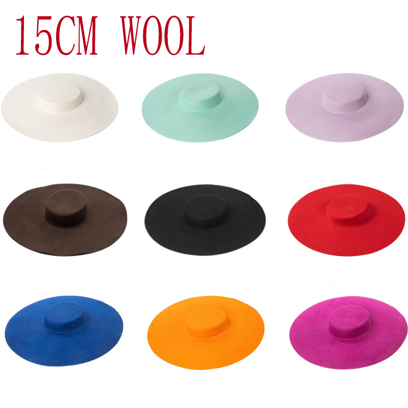 Fedora Hat Wool - 15 cm laine blé large bord
