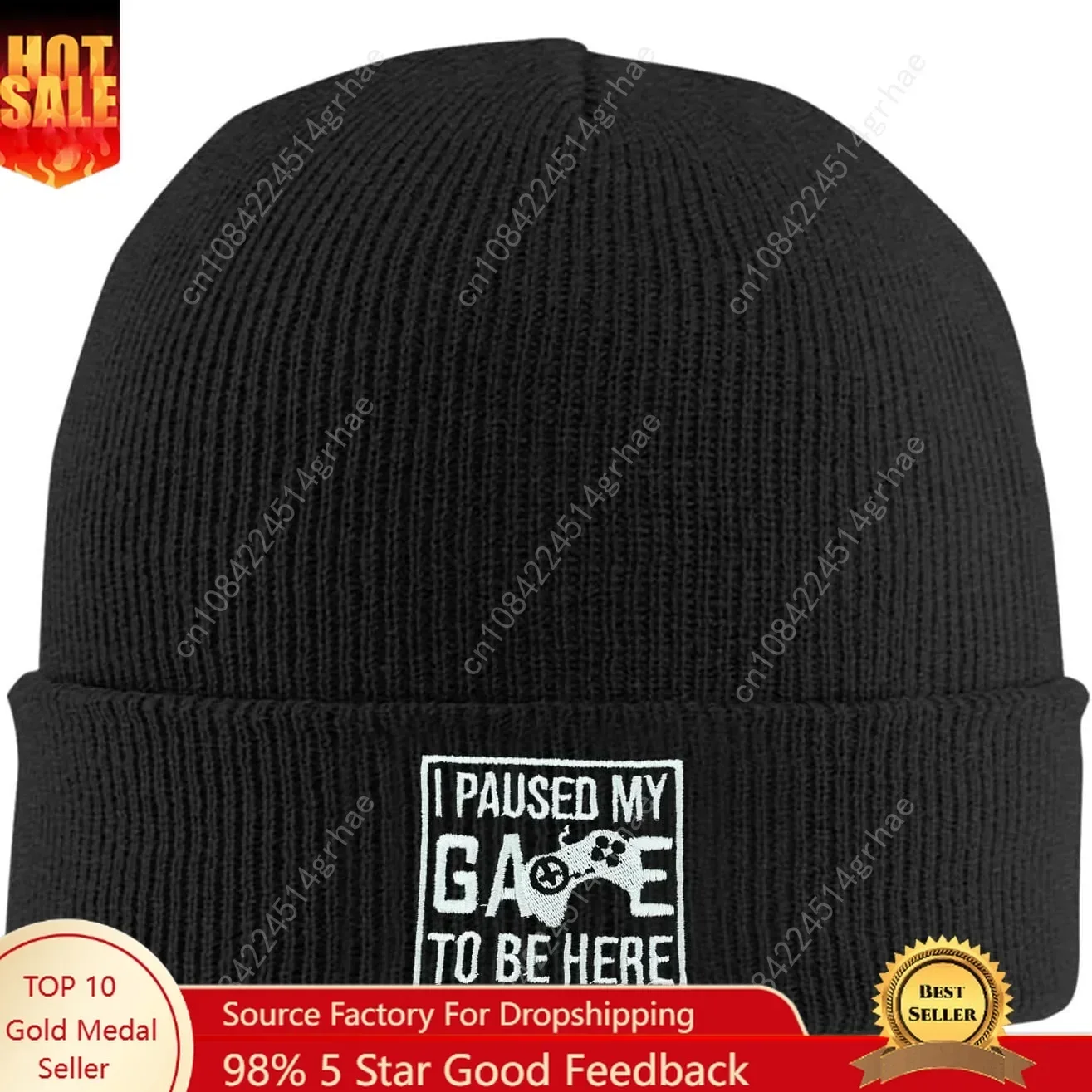 Beanie Cuffed Knit - Bonnet brodé motif poisson, chaud et