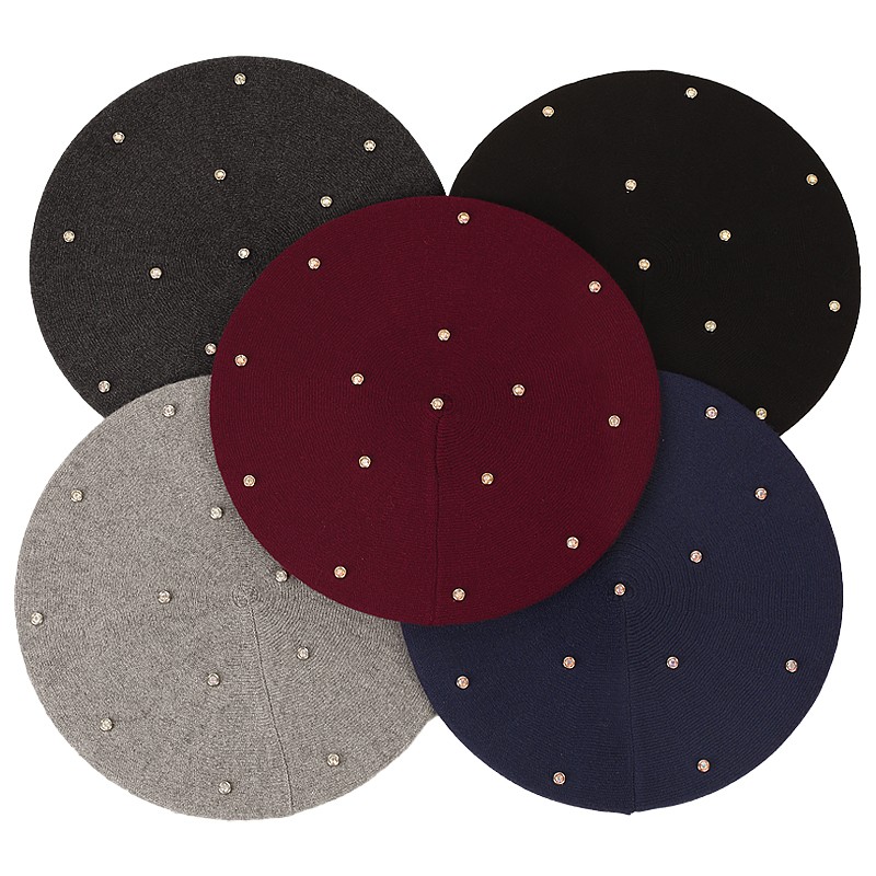 Bérets à strass colorés pour f - Beret French Wool avis et prix