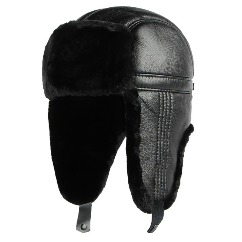 Chapeau d'hiver en cuir PU pou - Winter Trapper Hat avis et prix