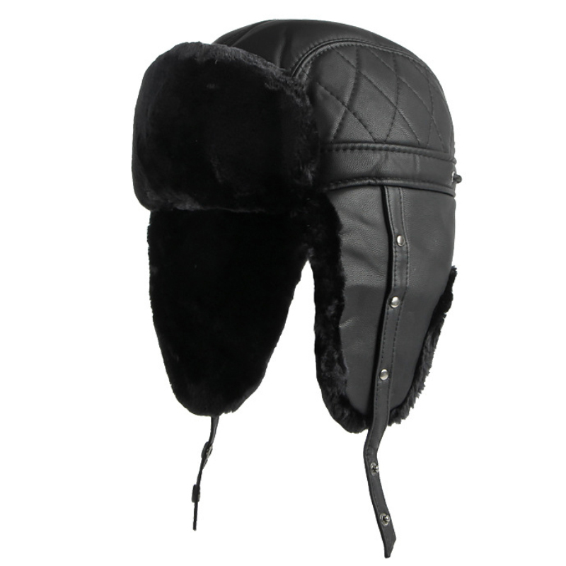 Chapeau d'hiver en cuir PU pou - Winter Trapper Hat avis et prix