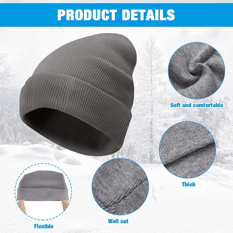 1pc hiver chaud épais bonnet c - Beanie Cuffed Knit avis et prix