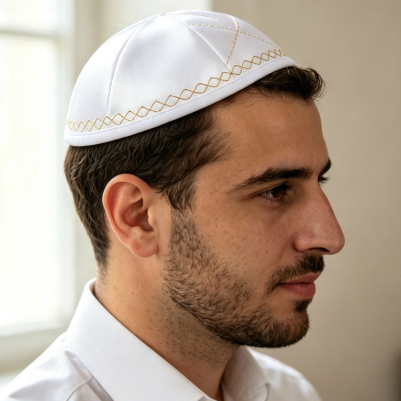 Kippa juive en satin blanc ave - Skull Cap Helmet Liner avis et prix