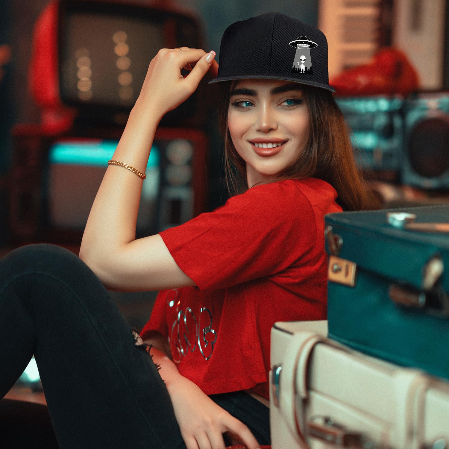 Ufo Aliens Snapback chapeaux p - Snapback Hat Flat avis et prix