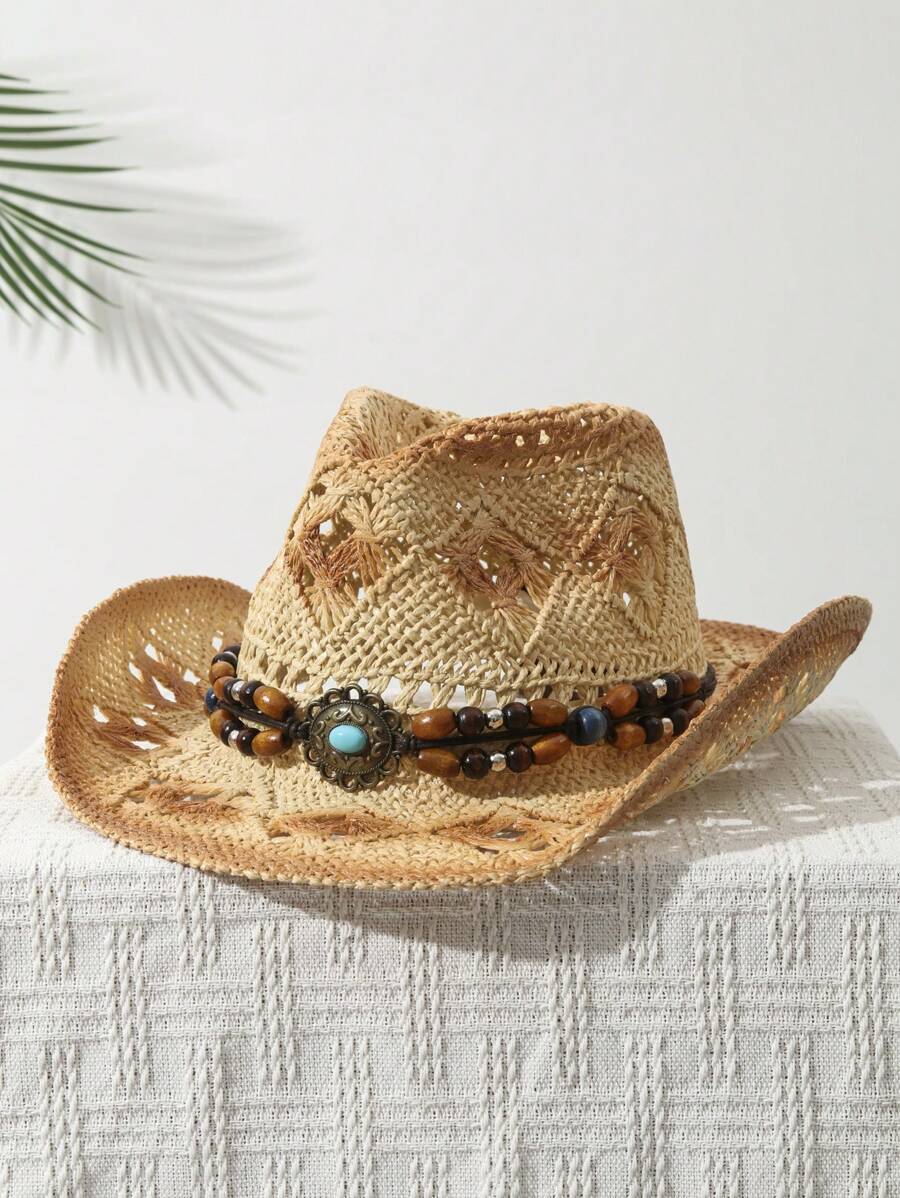 1 pièce Chapeau de cowboy unis - Cowboy Hat Straw avis et prix