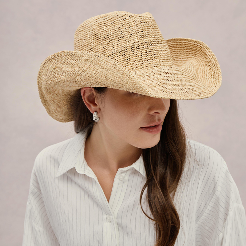 Chapeau de paille raphia haut  - Cowboy Hat Straw avis et prix