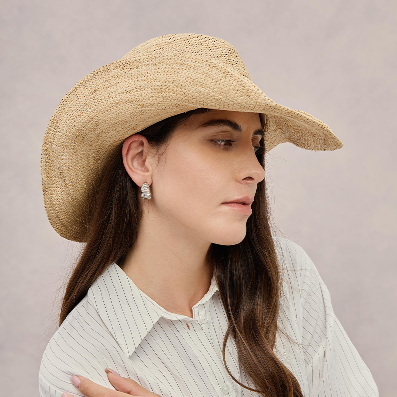 Chapeau de paille raphia haut  - Cowboy Hat Straw avis et prix